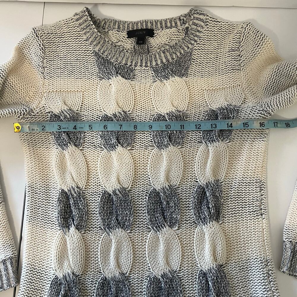 J Crew Long Sleeve Crew Neck ‎ Ivory Navy Marbled Knit Cotton Sweater Size XXS - Picture 5 of 8